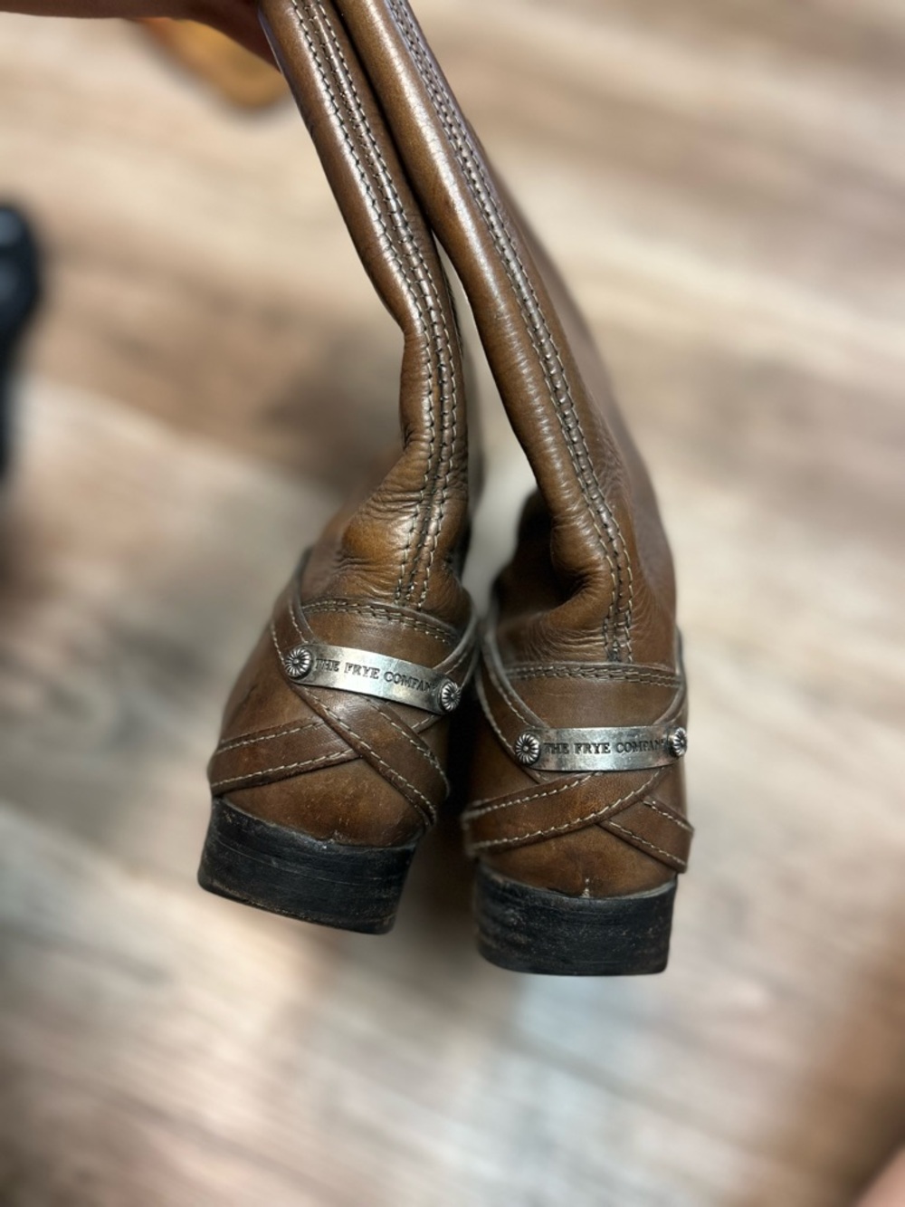 Frye Lindsay Plate Riding Boot- Brown - Picture 2 of 10